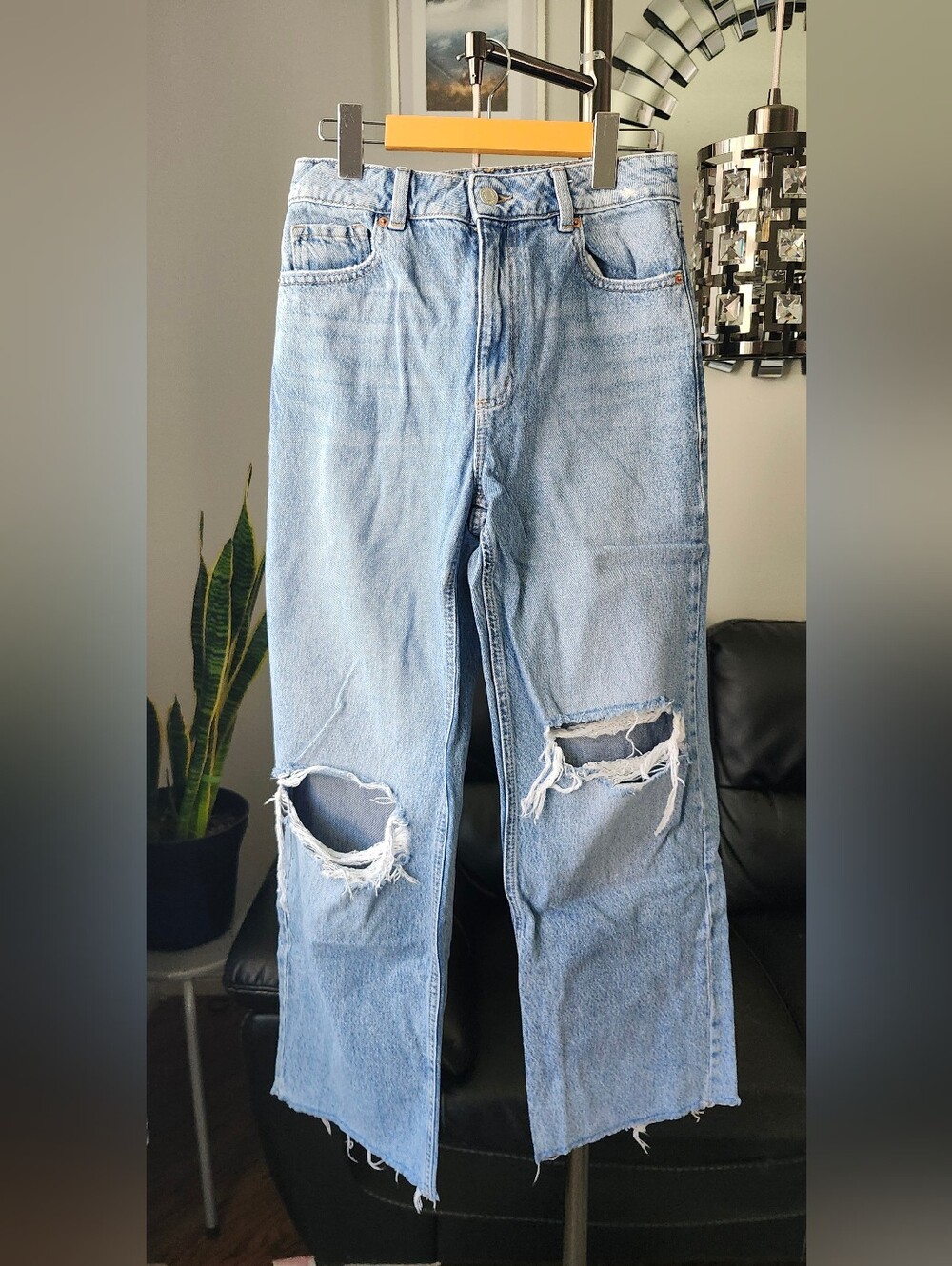 Dynamite Light Blue Wide Leg Ripped Jeans